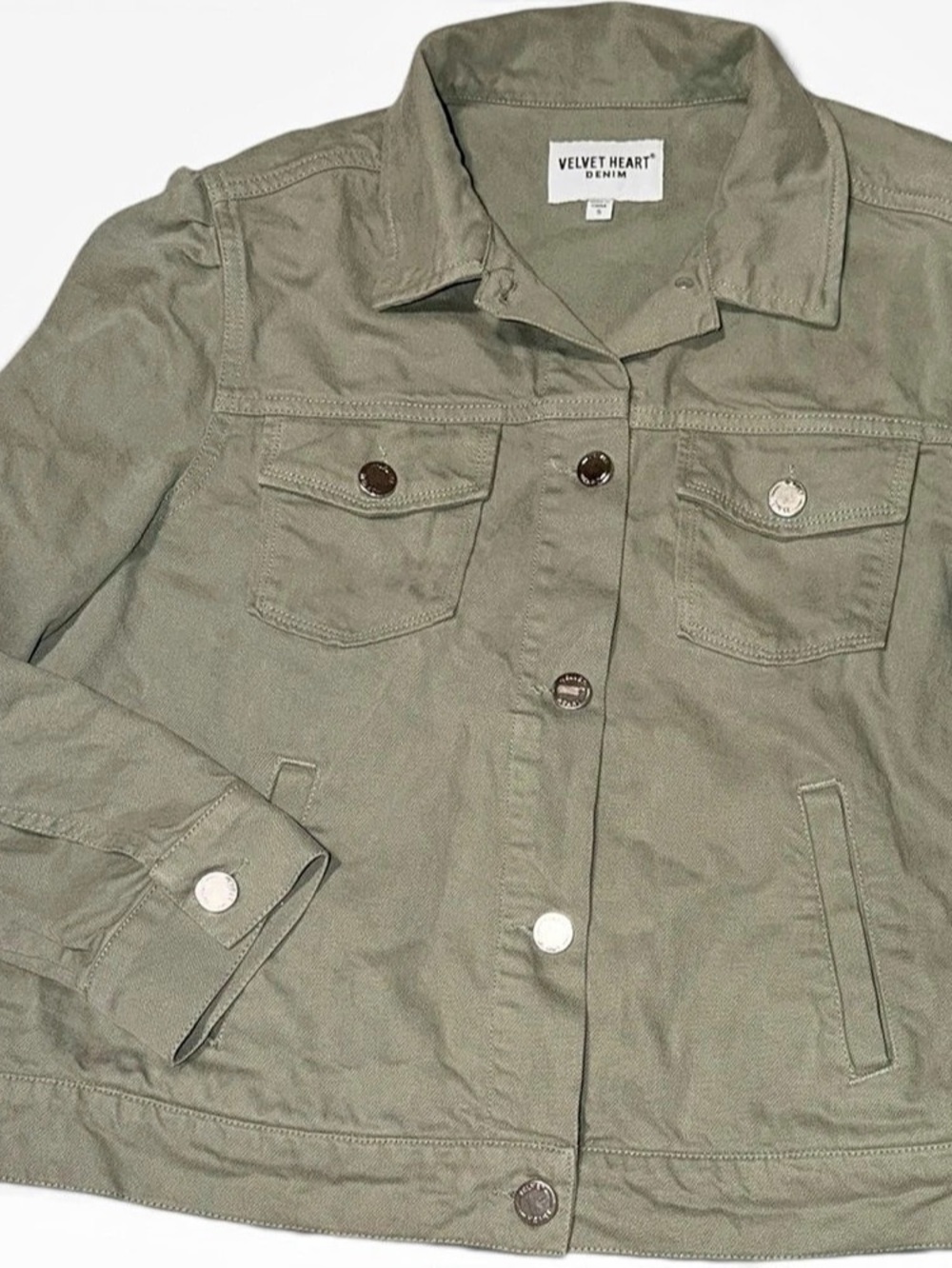 Velvet Heart Denim Jacket Women'Small Sage Green Jacket Size Small